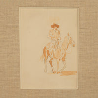 Two American Old West Watercolor Painting Ink & Pencil Drawings Cowboy Horses by Edward (John Edward) Borein, 1898