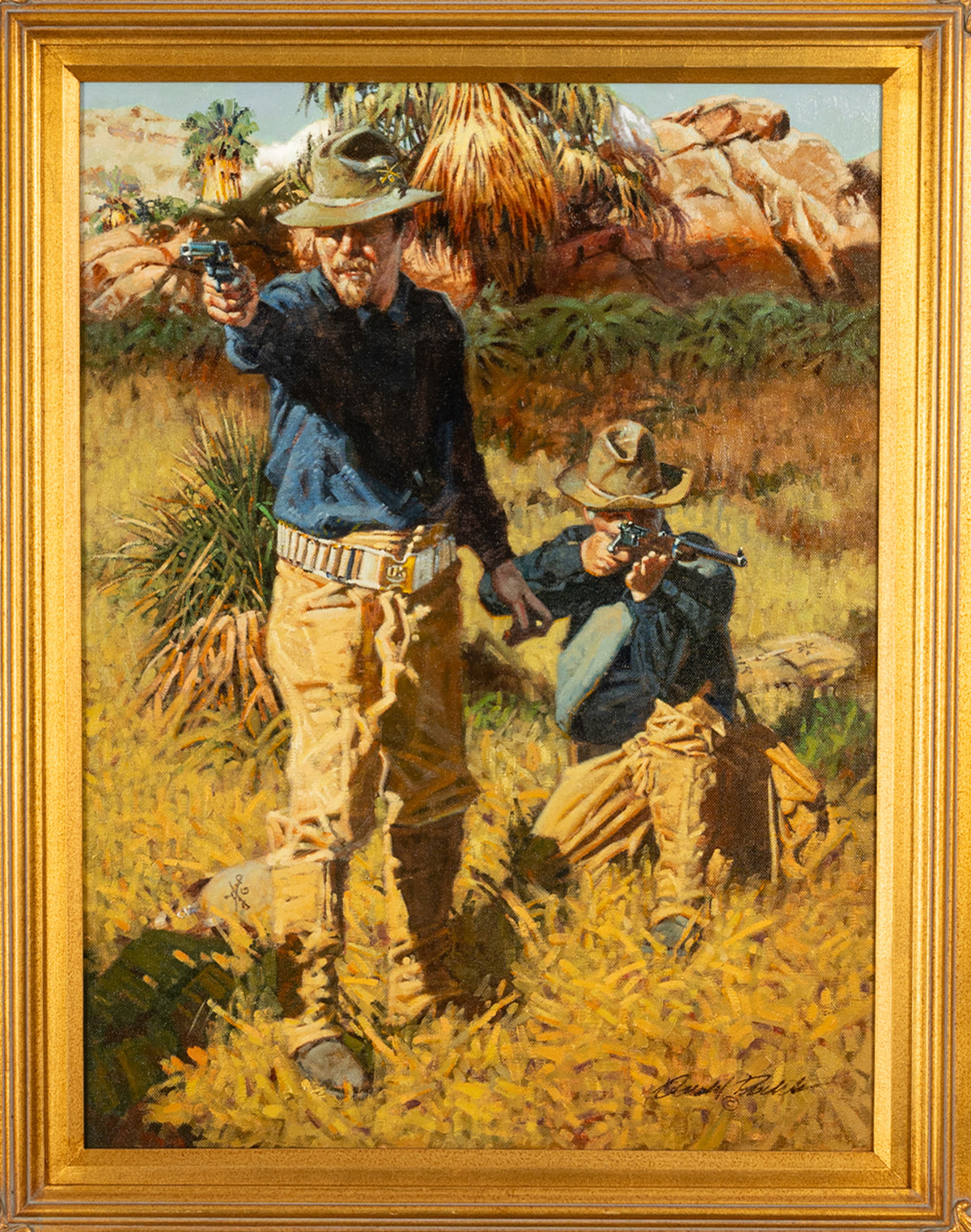 Western Cowboy Oil on Canvas Spanish American War "Rough Riders" Don Prechtel