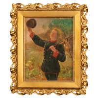 Antique German Miniature Oil Painting Alpine Bavarian Army Soldier Portrait by Emil Karl Rau, 1898