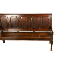 Antique English 18th Century Georgian Chippendale Paneled Oak Settle Bench 1780