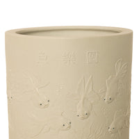 Antique Chinese Qing Biscuit Porcelain Scholar's Brush Pot Bitong Gold Fish 1850