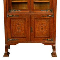Antique Liberty & Co. Arts and Crafts Oak Mission Bookcase Display Cabinet 1905