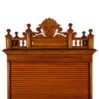 Antique American Carved Oak Victorian Roll Top Letter File Cabinet Amberg Co, 1883