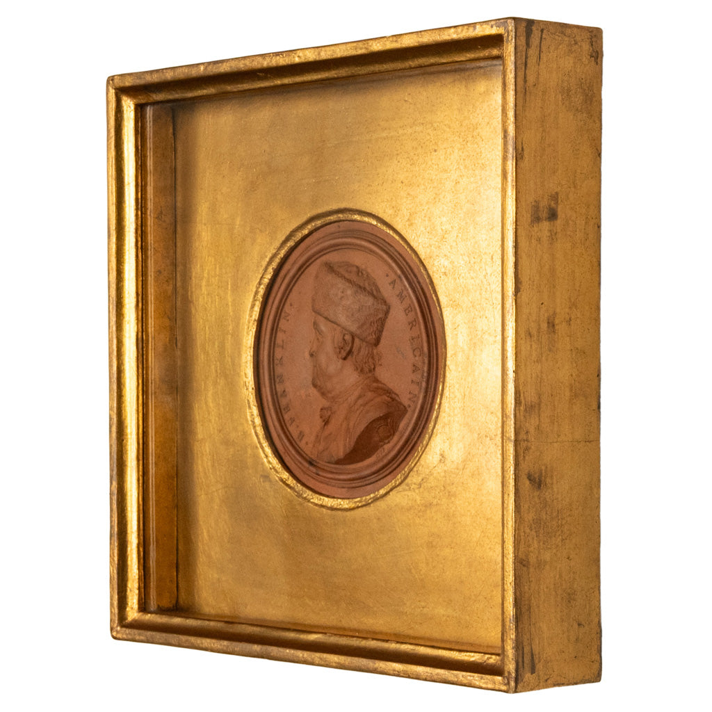 Antique 18th Century Political Terracotta Portrait Medallion Benjamin Franklin Jean Baptiste Nini 1777