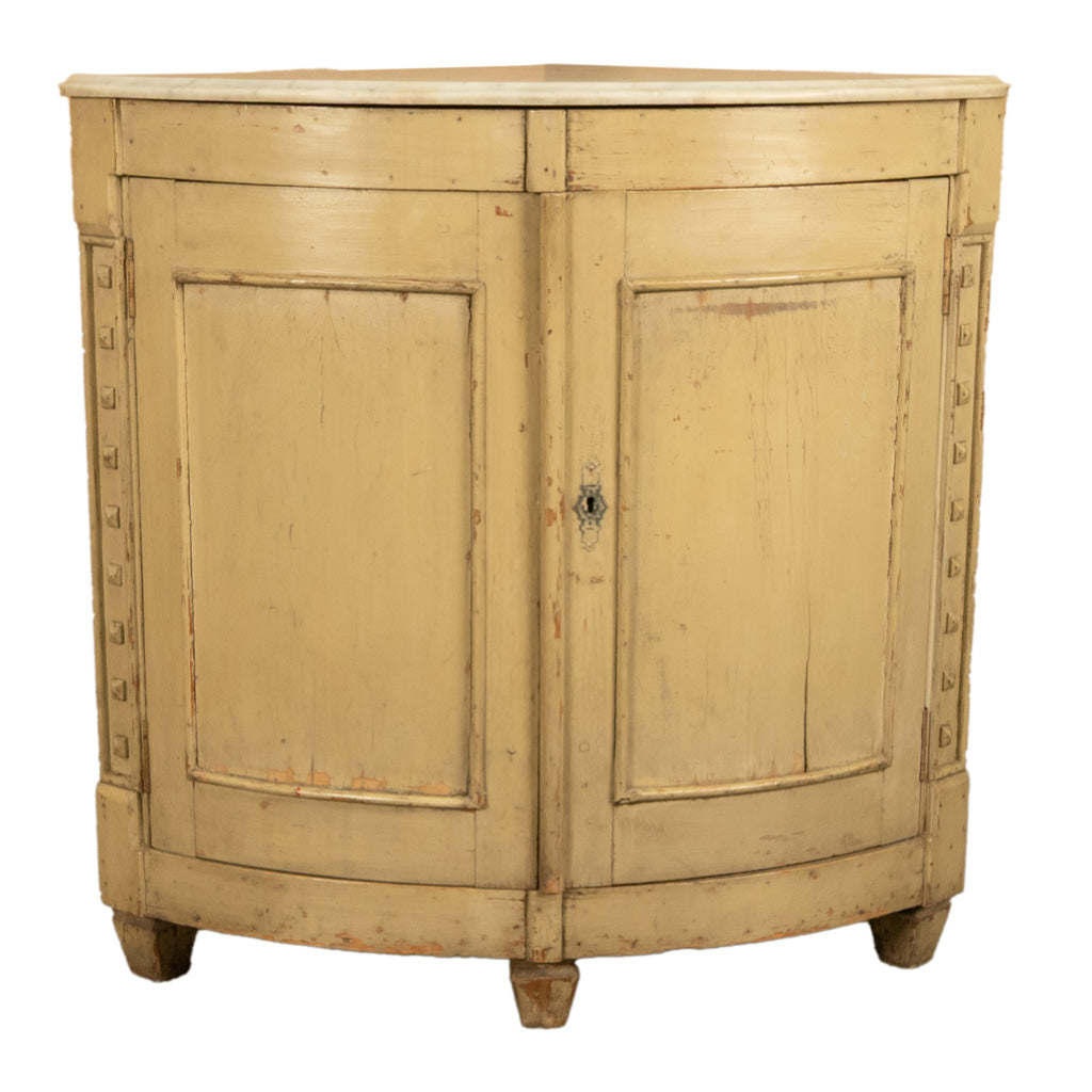 Antique 18thC Swedish Painted Gustavian Marble Top Corner Cupboard Cabinet 1780