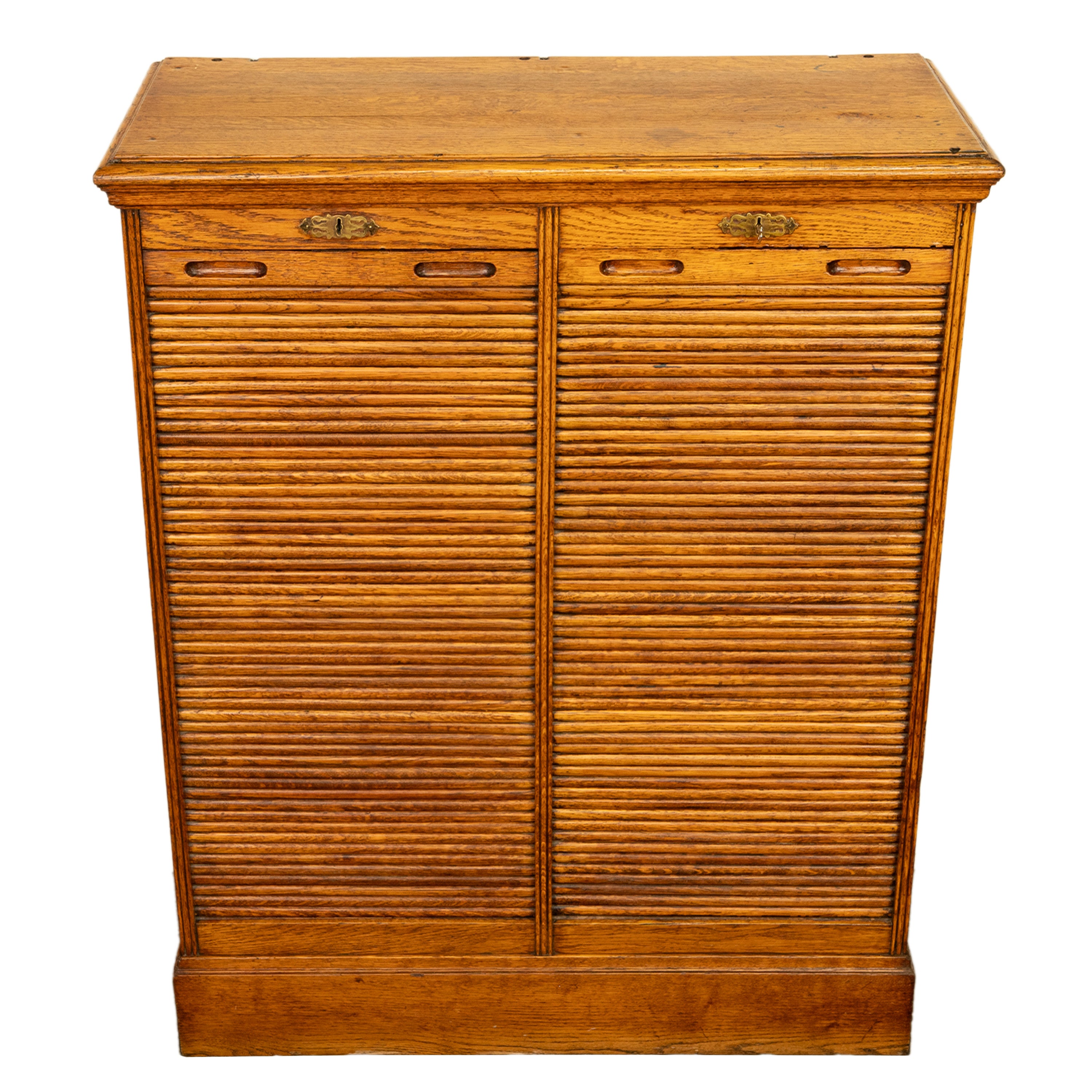 Antique American Oak Double Tambour Roll Top 16 Drawer Filing