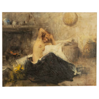 Antique Italian Realism Verismo Oil on Canvas Painting Female Nude Ex-Christie's by Antonio Mancini, 1890