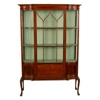 Antique 19th Century Inlaid Mahogany Regency Revival Display Cabinet China Hutch 1890