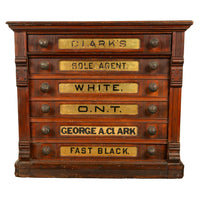Antique Eastlake Clark's Walnut Mercantile Store Advertising Thread Cabinet 1880