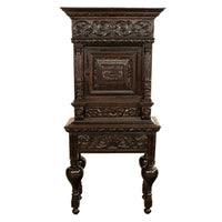 Antique 17th Century Dutch Carved Ebonized Oak Credence Cabinet on Stand 1680