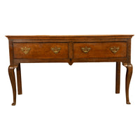 Antique 18thC Georgian Oak Welsh Two Drawer Dresser Base Server Side Table 1760