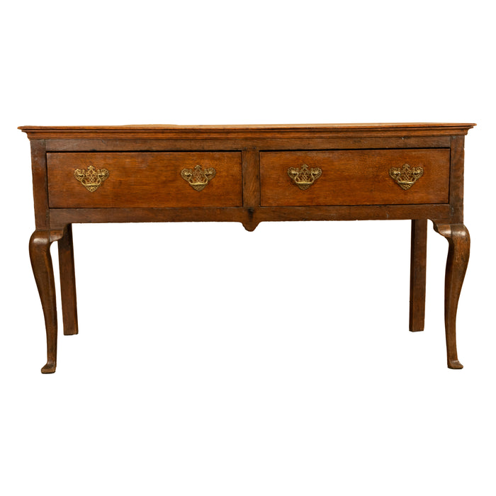 Antique 18thC Georgian Oak Welsh Two Drawer Dresser Base Server Side Table 1760