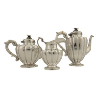 Fine Antique Art Deco Sterling Silver L. Maciel Mexican 3 Piece Tea & Coffee Set 1935 2834 grams.
