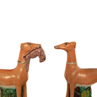 Antique 19thC Pair of Staffordshire Whippets Greyhounds Hunting Dog Figures 1860