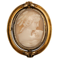 Antique 10K Gold Victorian Swivel Mourning Cameo Brooch Locket Tooth & Hair 1860