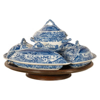 Antique Copeland Spode Blue & White Porcelain "Italian" Pattern Lazy Susan 1890