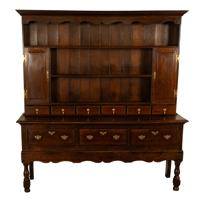 Antique 18th Century Georgian Oak Welsh Dresser Plate Rack Server
