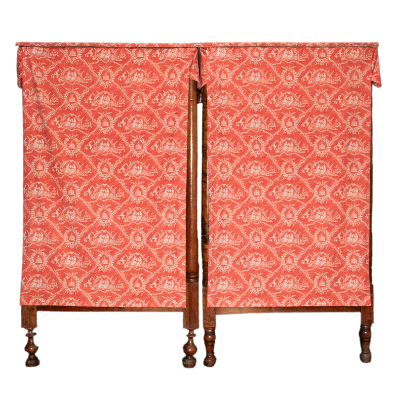 Pair 18th Century Antique French Four Poster Tester Canopy Cherry Twin Beds 1780