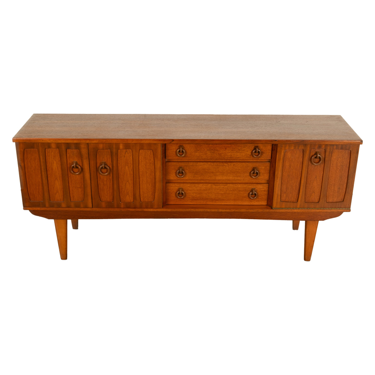 Mid Century Modern Danish Style Teak Credenza Sideboard Buffet Bar Cabinet 1960s