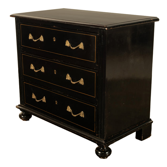 Antique Early 19th C Regency Ebonized Japanned Lacquered Pine Chest Drawers 1820