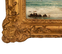 Antique 19th Century Marine Seascape Coastal Maritime English Channel Painting by James Webb, 1860