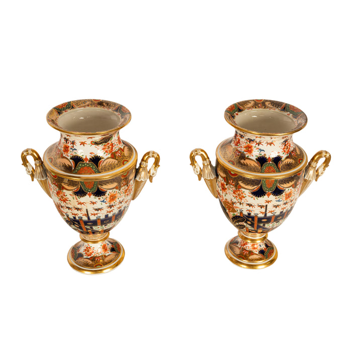 Pair Large Antique Georgian Regency Coalport Imari Pattern Porcelain Fruit Coolers Ice Pails 1810