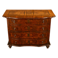 Antique Austrian Baroque Inlaid Walnut Burl Chest of Drawers Dresser Commode 1760