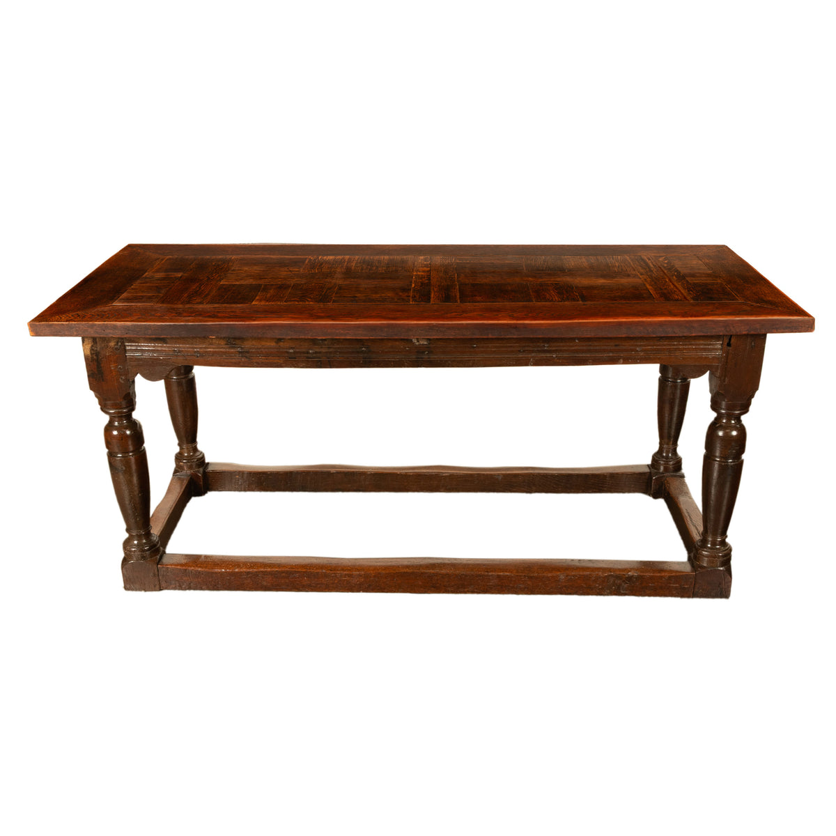 Antique 18th Century French Oak Country Parquetry Refectory Dining Table 1680