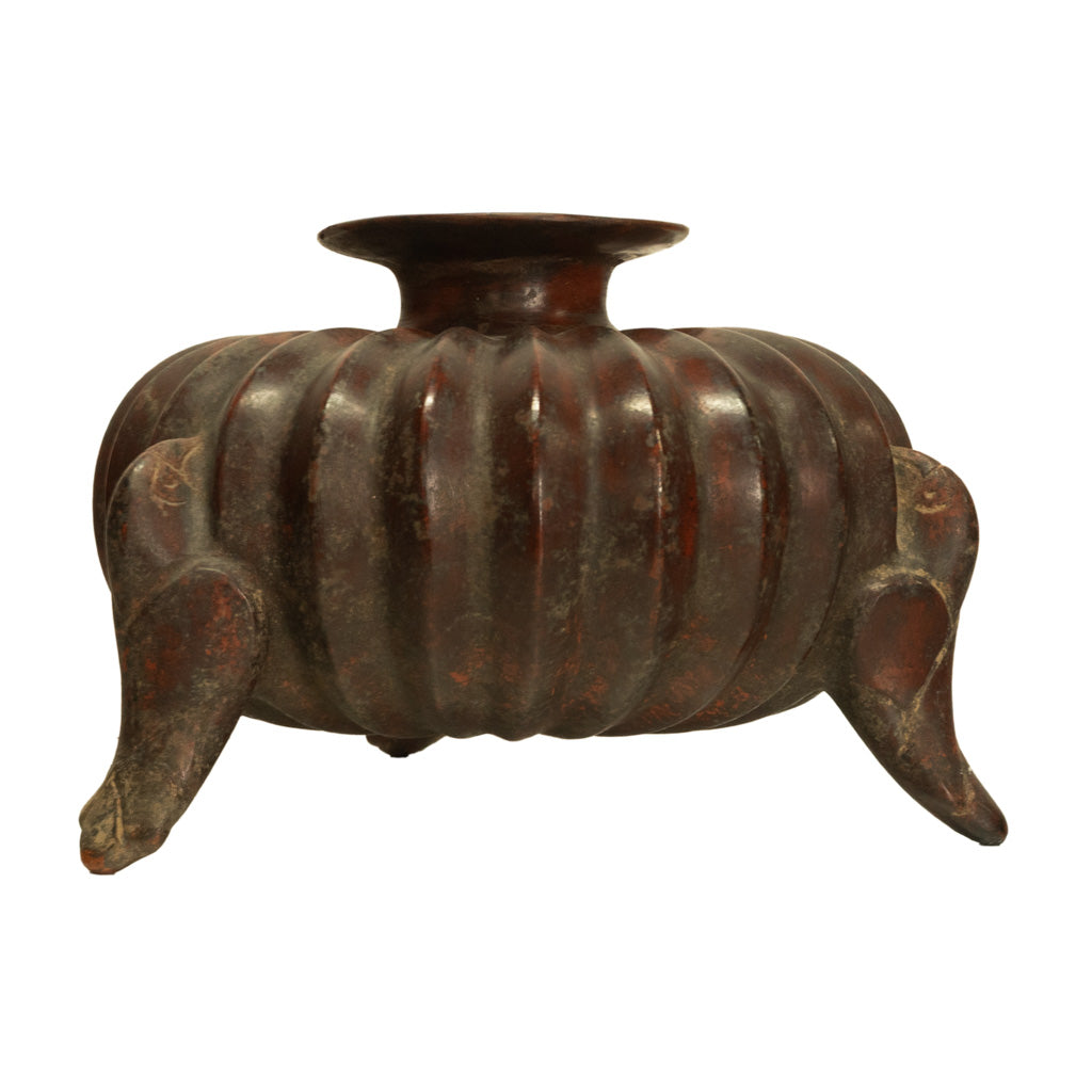 Ancient Pre-Columbian Colima Redware Ceramic Gourd Vessel Circa 100 BC Ex-Museum