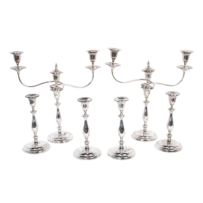 Antique Sterling Silver Set Six Candelarbra Candlesticks Ellis & Co London 1925