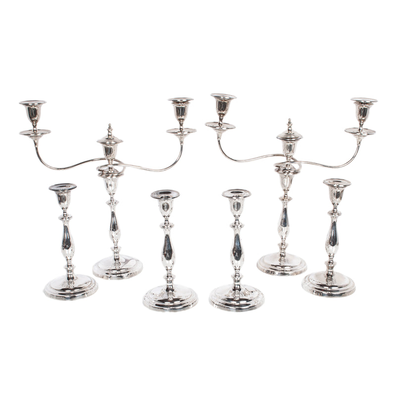 Antique Sterling Silver Set Six Candelarbra Candlesticks Ellis & Co London 1925