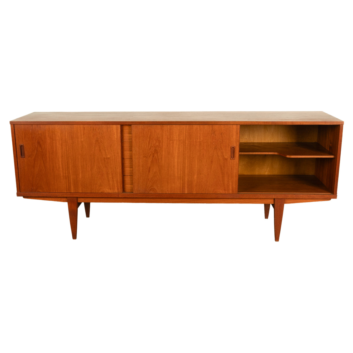 Mid Century Modern Danish Teak Logn John Credenza Sideboard by Lyby Mobler 1960s