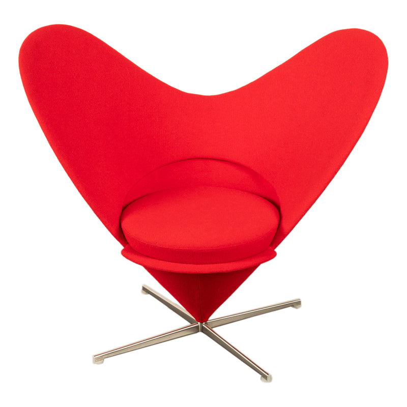 Mid Century Modern Red Heart Cone Chair Verner Panton for Vitra Mint Condition