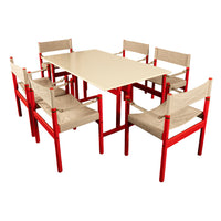 Mid Century Modern Danish Six Safari Chairs Dining Table Set by Erik Wørts 1960s