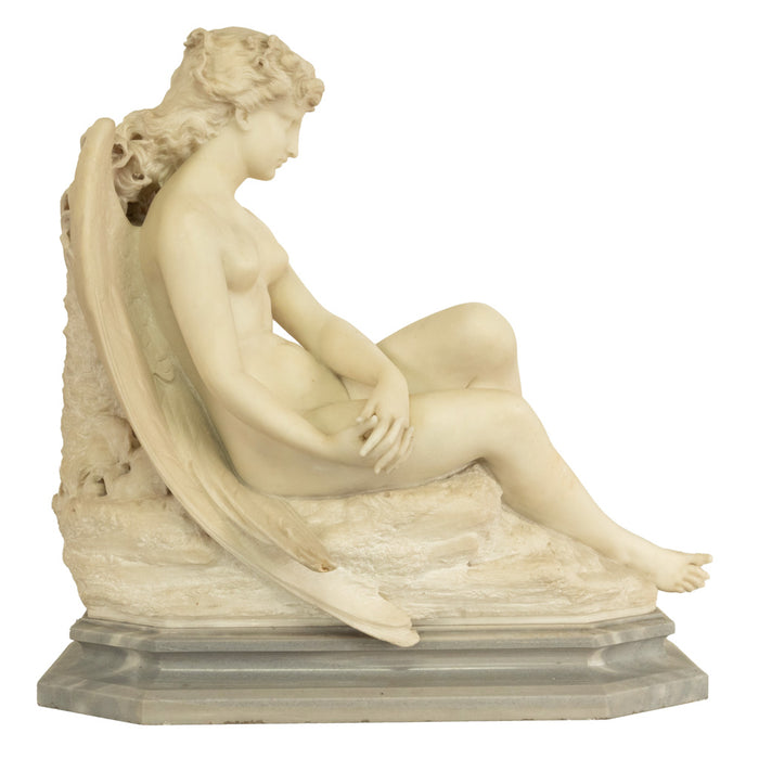 Antique Large Italian Grand Tour Carrara Marble Carved Statue Sculpture "Psyche" by Oreste Ferrari, 1880