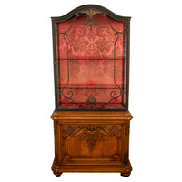 Antique French Louis VVI Carved Oak Iron & Glass Vitrine by Maison Soubrier 1900