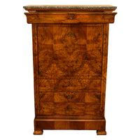 Antique French Louis Philippe Burr Walnut Secrétaire à Abattant Desk Chest 1840
