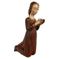 Antique Italian 15th Century Carved Wood Hand-Painted Madonna Statue Vecchietta 1460