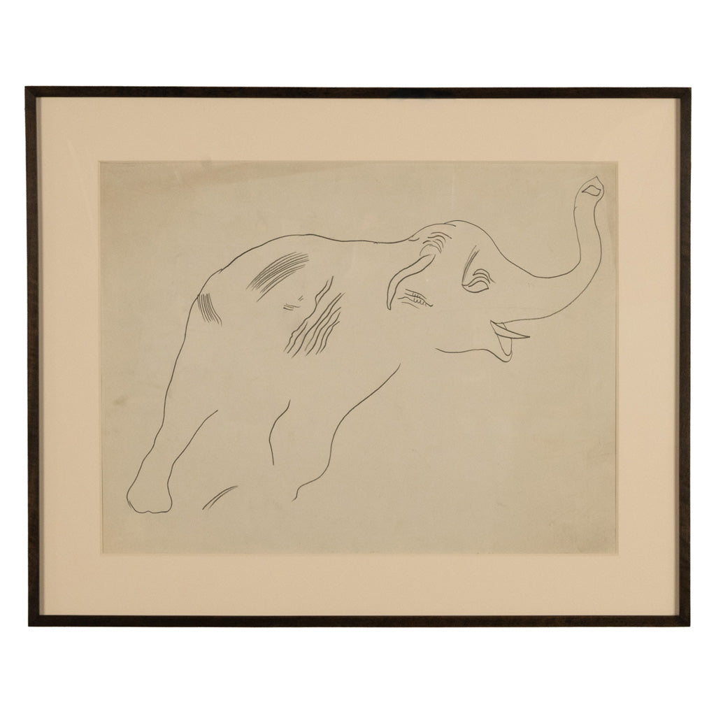 Rare Original Abstract Elephant Graphite Drawing Catalogue Raisonné Ex-Christies by Andy Warhol, 1955