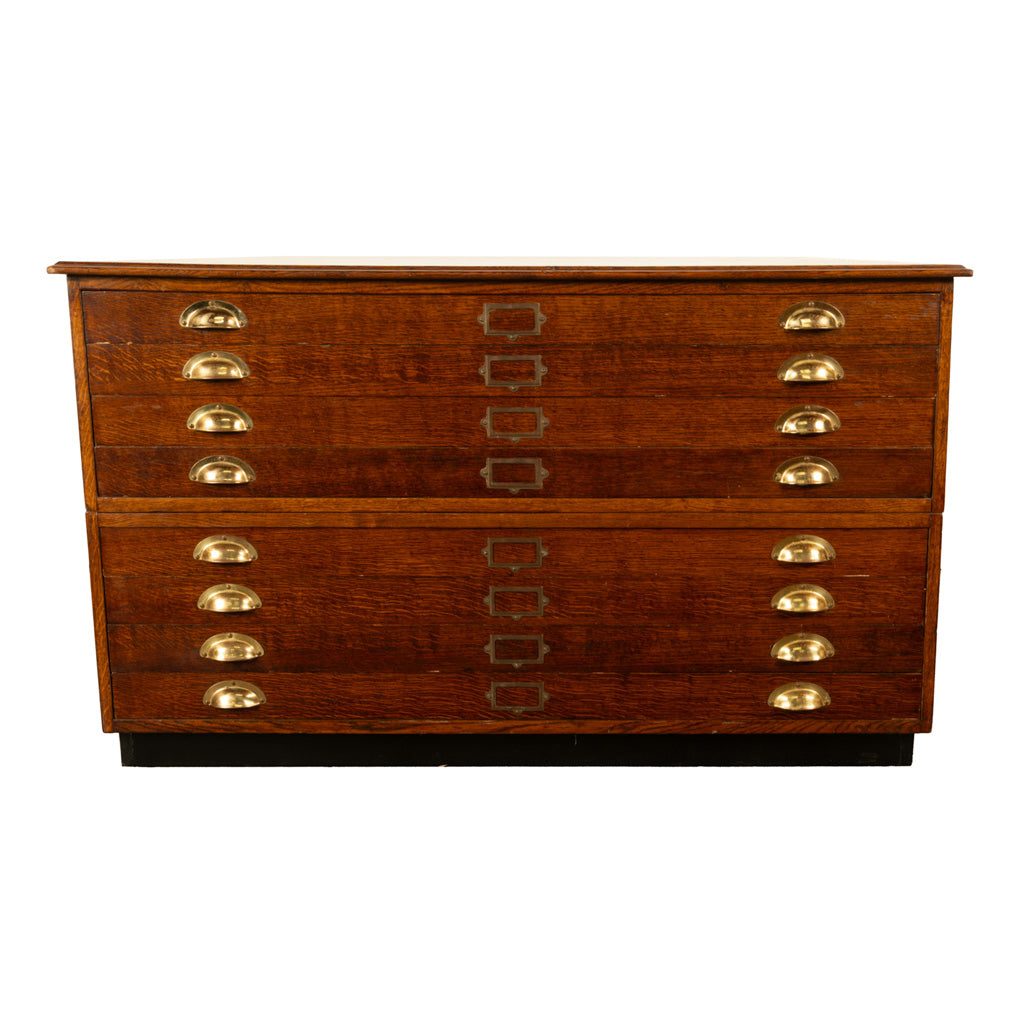 Antique Oak 8 Drawer Filing Print Architect's Blueprint Cabinet Flat File 1900