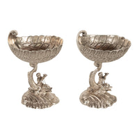 Antique Pair German Silver Master Salts Grotto Shells Putti Dolphins Hannau 1890