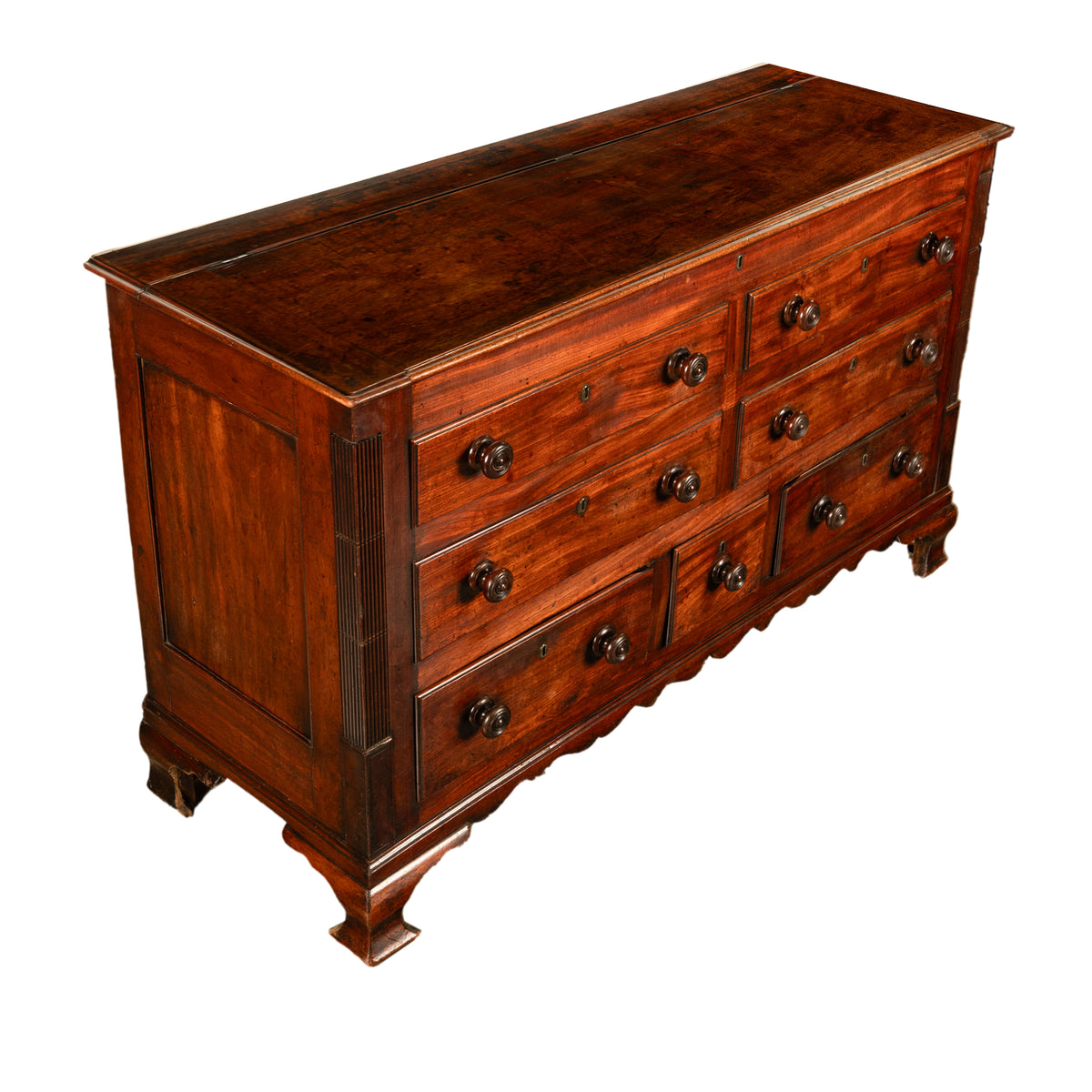 Antique 18th Century English Georgian Mahogany Hinged Top Mule Chest Coffer 1780