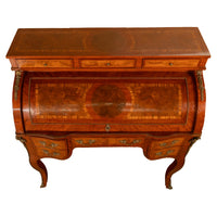 Antique French Louis XV Cylinder Marquetry & Ormolu Bureau Writing Desk 1880