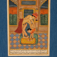 Antique 18th Century Pair Indian Hindu Erotic Kamasutra Miniature Paintings 1750