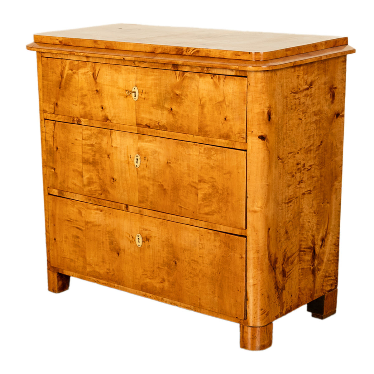 Antique Golden Birch Biedermeier 3 Drawer Commode Chest of Drawers Austrian 1840