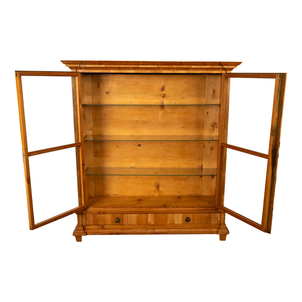 Antique Austrian Cherry Wood Biedermeier Display Library Cabinet Bookcase 1840