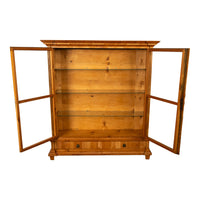 Antique Austrian Cherry Wood Biedermeier Display Library Cabinet Bookcase 1840