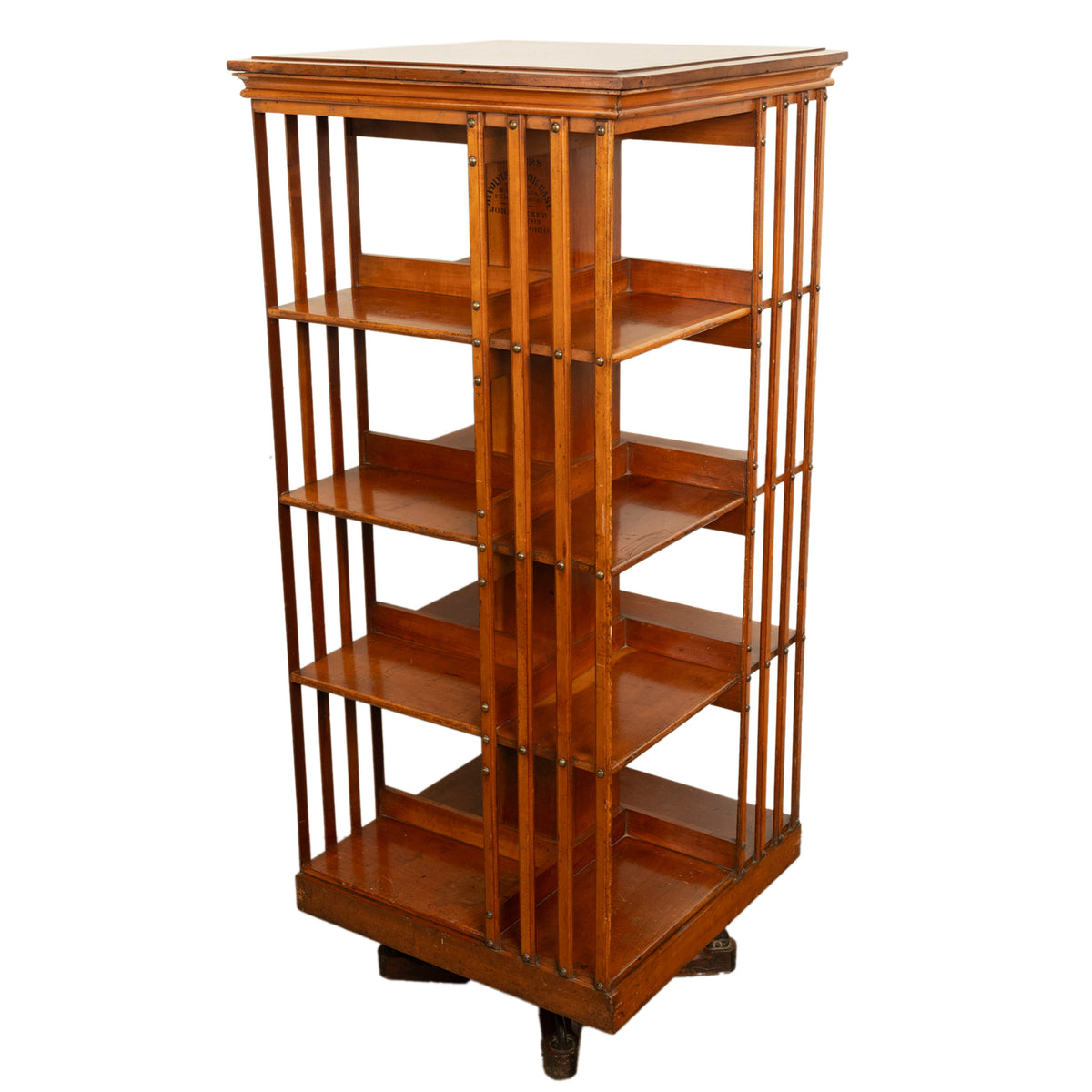 Antique American Walnut John Danner 4 Tier Revolving Bookcase Canton Ohio 1877