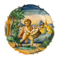 Antique 19th Century Pair Early Cantagalli Majolica Istoriato Plates Italy 1880