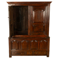 Antique 18th Century Welsh Oak Press Livery Housekeepers Cupboard Cabinet 1750